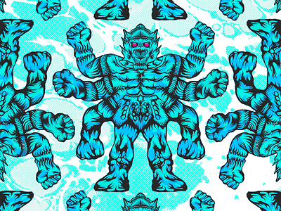 "Ashuraman" M.U.S.C.L.E. fig pattern acrylic pour applepencil halftone halftones illustration ipad muscle figures pattern procreate symmetry truegrittexturesupply