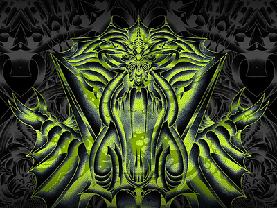 Creature Graphic Freakout board design (p2) after effects applepencil design grain shading halftone illustration ipad procreate psychedelic scrolling symmetry truegrittexturesupply