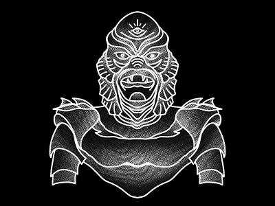 Third Eye Creature from the Black Lagoon applepencil creature from the black lagoon design halftone illustration ipad monoline procreate thirdeye