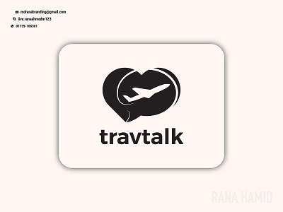 TravTalk Logo Design air aviation business company corporate delivery flight fly graphic illustration marketing plane sky travel vector