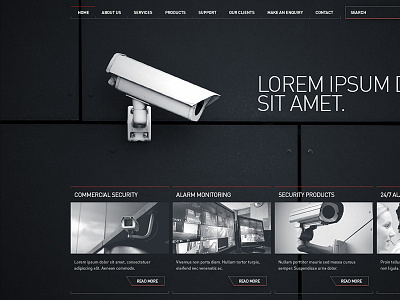 Security Website Concept black and white concept dark elegant full screen layout minimal modern security simple tech traditional web web design