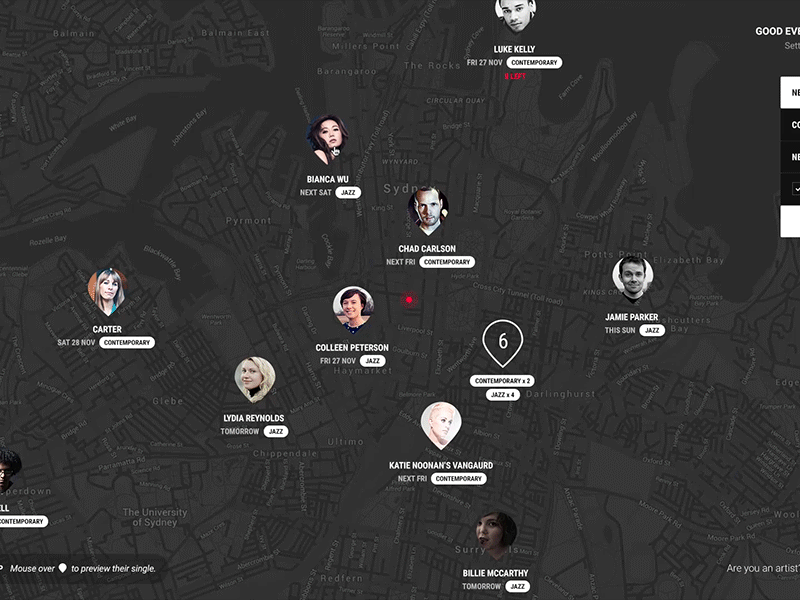 Week 54 - Local Live Music Finder buy event live music map search shop ticket ui ux web
