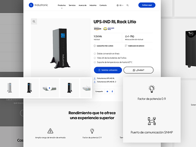 UI / UX Product Detail Page - Industronic blue detail page product technology ui ux