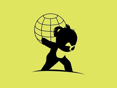 Atlas atlas black clean fun globe illustration koala logo modern simple world