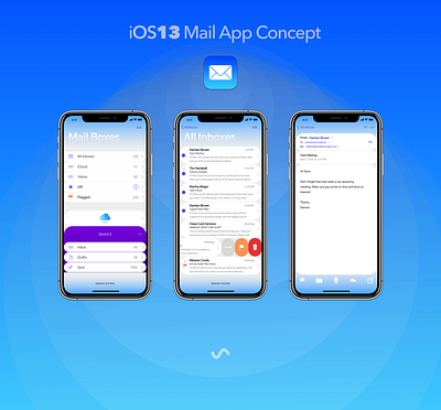 iOS13 Mail App Concept app app branding app design clean concept concept app design icon illustration ios ios13 mail minimal mobile typography ui ui ux design ux web