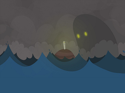 Lighthouse giant monster illustration lighthouse