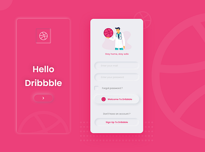 Hello Dribbble app design hello hello dribbble illustration iphone mockup neumorphic neumorphic design sign in ui sign up ui ui user interface user interface design