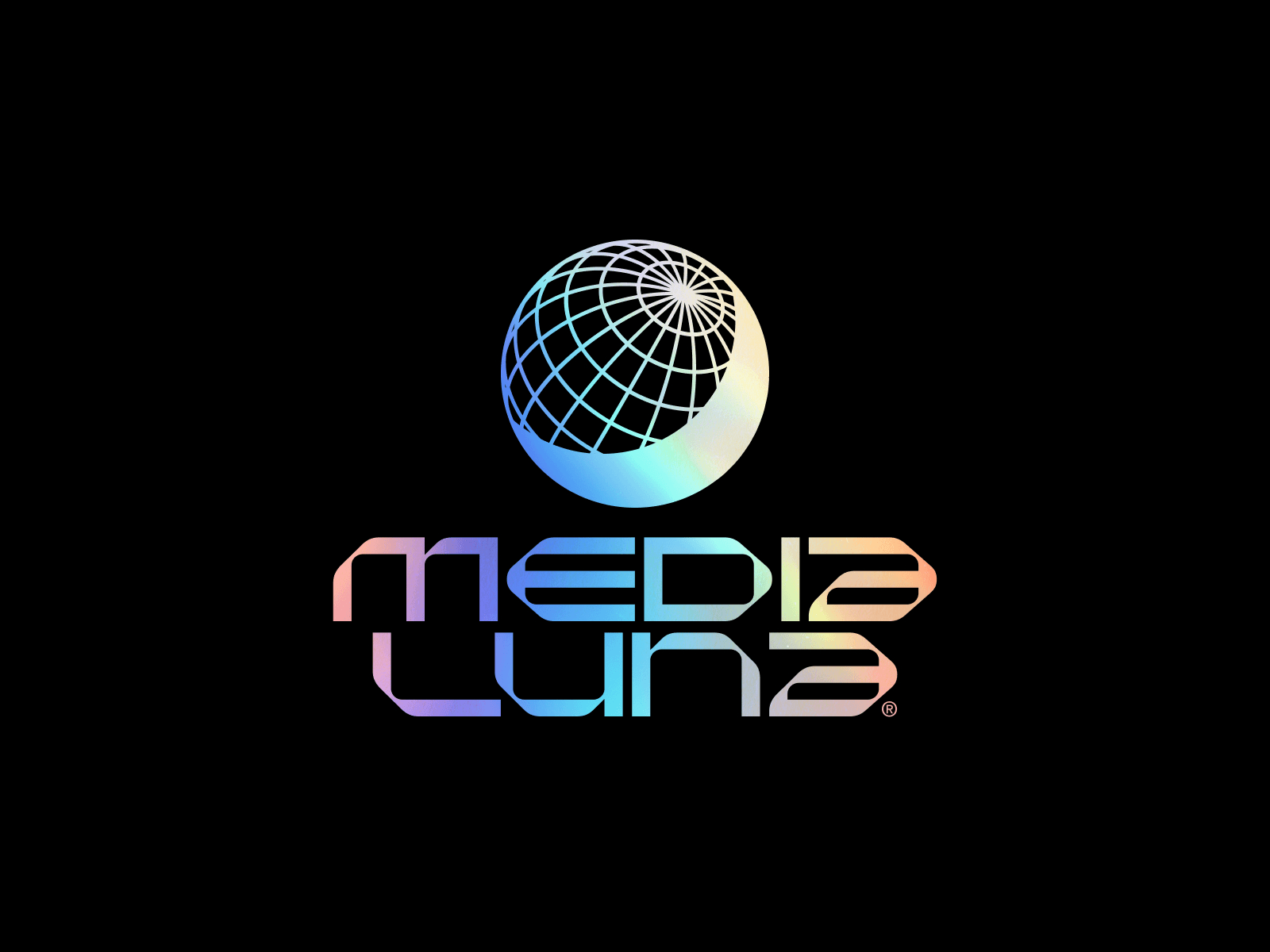 Media Luna® — Logo animation branding design font graphic design holographic illustration iridescent logo monogram presentation typography vector