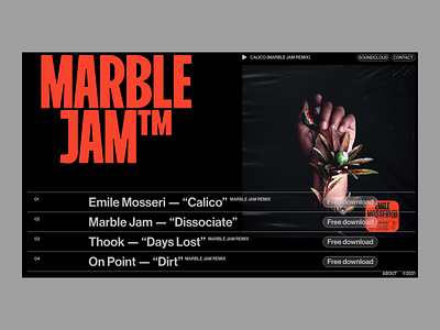 Marble Jam — Layout artwork cover dark design dj download futurist graphic design homepage landing page layout logo modern music ui ux webdesign website