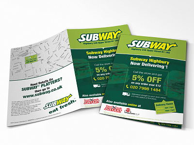 Subway Flyer branding brochure collateral delivery design discount flyer green marketing print promotion yellow