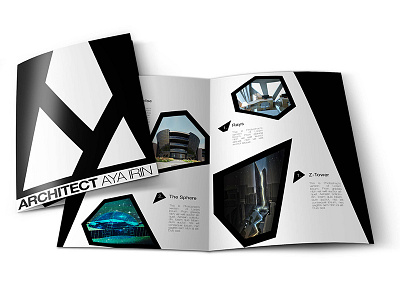 Brochure Design 'Architect Aya Irin' abstract architecture bi fold branding brochure design negative space print