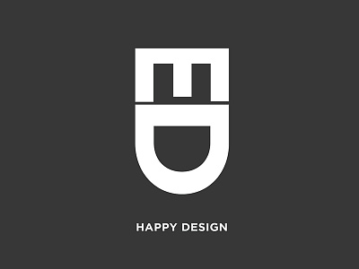 Happy Design Negative Space Logo Design background branding circle flat design grey happy logo modern negative space smile typography