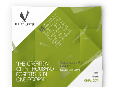 Fold out Flyer Design a5 abstract brochure date flyer fold out green invite modern origami shape triangle