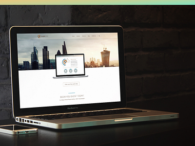 Classy City UI UX blue button clean home page icon macbook mockup modern orange screen web design website