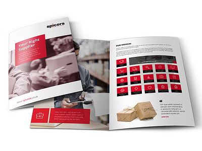 Corporate Brochure a4 brochure clean collateral marketing mockup modern open print red