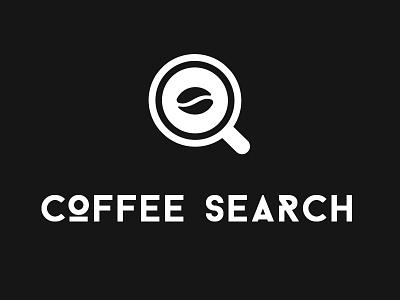 Coffee Search Branding black and white branding coffee coffee bean icon logo negative space search typography