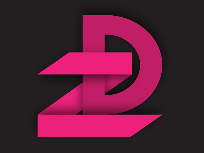 Z + D Monogram 3d depth icon logo minimalistic modern monogram pink shadow symbol