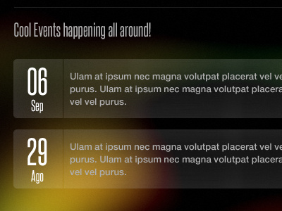 Events Page Dribbble
