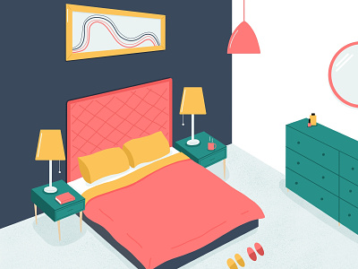 Bedroom bedroom design digital illustration home illustration interior design interior inspiration procreate room decor