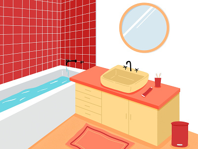 bright bathroom bathroom design digital illustration home illustration interior design interior inspiration procreate room decor