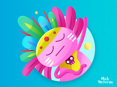 Danzante adobe illustrator ajolote animal axolotl color cute animal cute art design flat happy illustration mexico vector