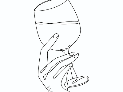 One line art - wine on hand