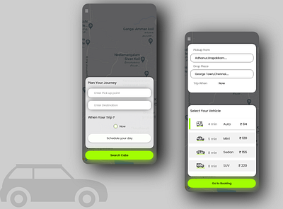 Cab booking app design app cab cab booking app design transport travel app ui vector