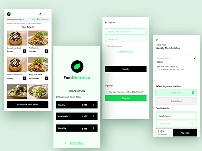 Salad mobile application app design food apps food subscription app mobile app design salad app salad subscription app ui ux