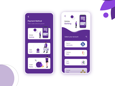 Payment Method UI card design flat illustrations interface layout ui ux vector