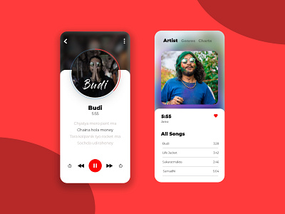Music Player App | Redesign Concept app design flat minimal music app nepal nepali ui uiux uiuxdesign ux vector xd