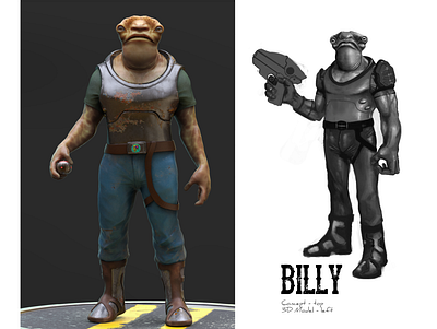 Billy 3d modeling character design concept art digital illustration