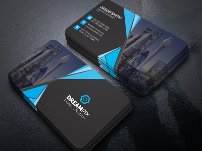 Black And Blue Business Card Design