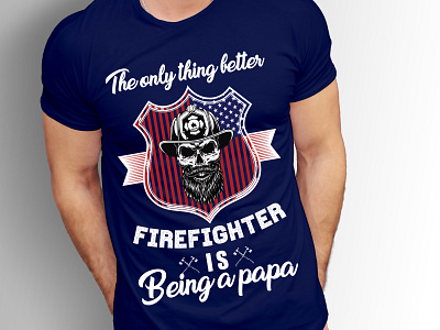 Firefighter T Shirt Design With American Flag And Free Mockup