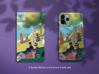 A Sunday Afternoon on the lle de la Grande Jatte design famous art flat illustration phone case photoshop