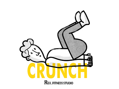 Gym guy crunching branding design gym illustration