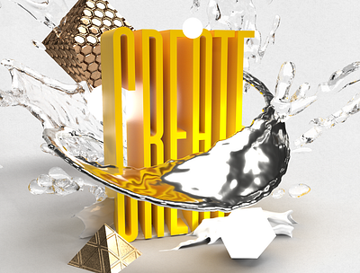CREATE 3d 3d art adobe dimension graphicdesign orange yellow