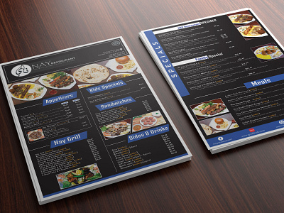 Restaurant Menu Design black blue food food menu graphic design illustrator menu menu design photoshop restaurant white