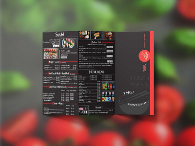 Tri-folded Restaurant Brochure brochure design menu menu design restaurant menu tri fold brochure