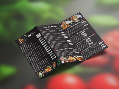 Tri-fold brochure black brochure layout flyer food menu lunch menu menu design red restaurant restaurant branding tri fold