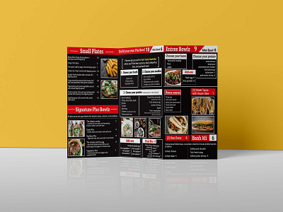 Brochure and Menu Card black brochure flyer food japanese menu layout design leaflet menu menu card menu design red restaurant branding restaurant menu sushi