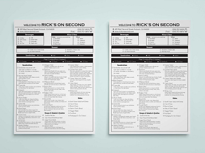 Menu List/ Order Form