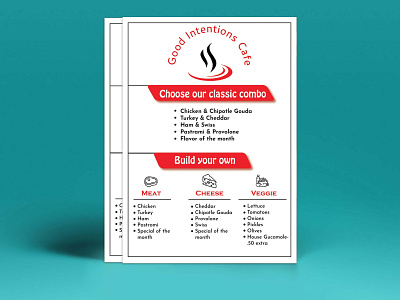 Cafe Menu cafe branding cafe menu combo menu flyer food graphic design menu card minimalist photoshop poster red white