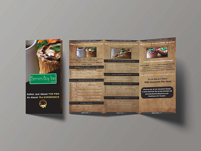 Trifold Brochure for a Restaurant black brochure brochure layout flyer food menu graphic design menu card menu design pie menu restaurant menu tri fold brochure