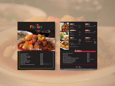 Flavours Restaurant Menu