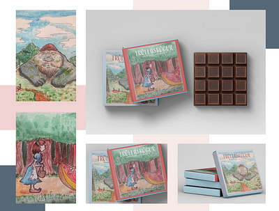 Logo and Packaging: Trollaskogur, chocolate art branding cute design illustration typography
