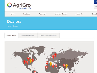 AgriGro Design Secondary Page map website design