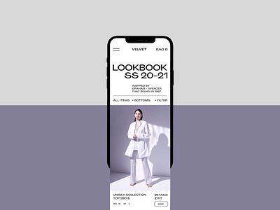 Velvet branding creative lead fashion brand interface lookbook mobile shopping cart uxui webdesign