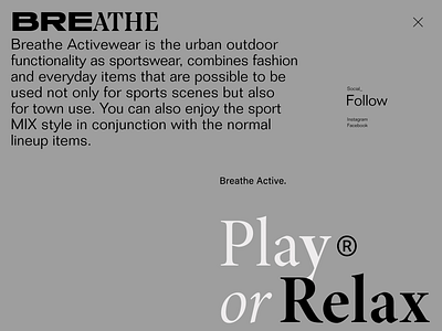 Breathe activewear branding creative lead fashion brand mobile responsive sportswear typography uxui website design