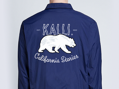 Kalli 1850 bear branding california stories fashion apparel graphic windbreaker icons illustration logo typography