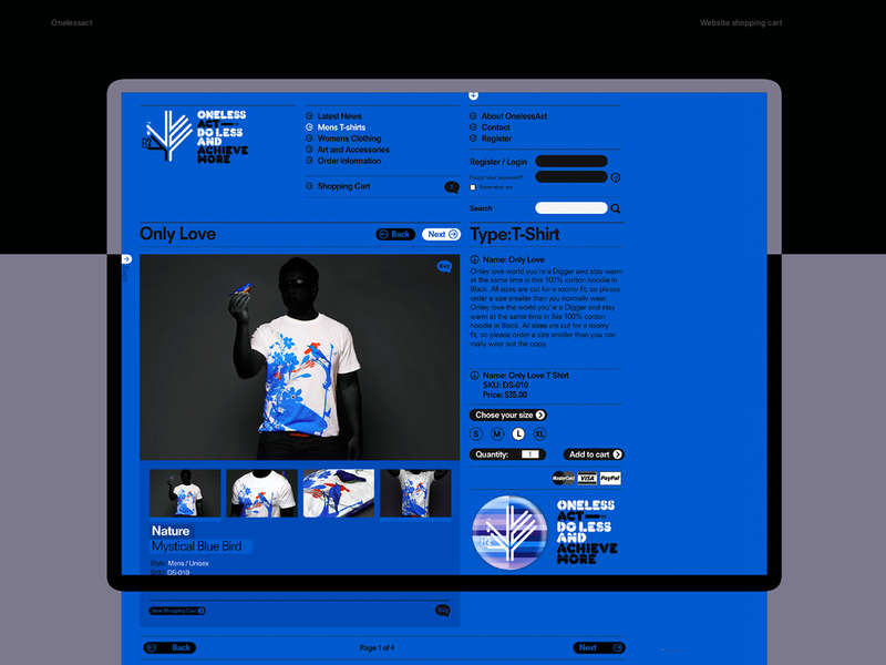 Onelessact Ecommerce blue cart checkout creative lead design ecommerce fashion interface onelessact store ui ux website